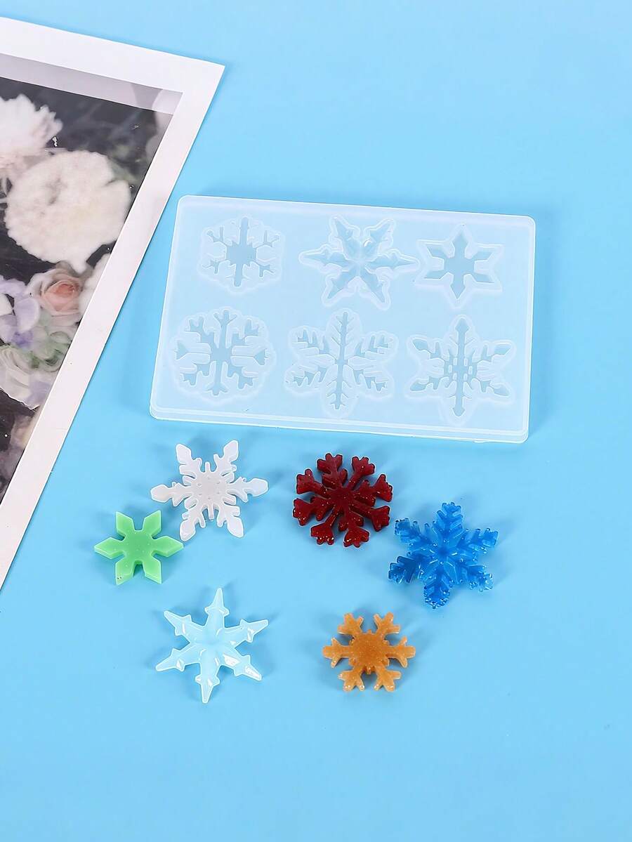 1 pièce Moule en silicone 3D en forme de flocon de neige, facile à démouler et durable, convient pour les décorations de fête, les biscuits, le chocolat, moule de cuisson DIY