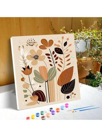 1/2/4pcs Framed Diy Paint By Numbers Beginner Kits Flowers Handicrafts Easy To Paint On Canvas For Diy Gift 20x20cm/7.87x7.87inch