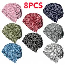 1/8顶 亮丽佩斯利印花宽松针织帽，男女通用，时尚弹力无檐帽，柔软针织帽，癌症主题帽，柔软弹力涤纶针织帽，可机洗，适合教师节、毕业典礼、父亲节等场合，休闲头饰，无檐帽 - 彩色 - 查看 13