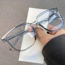 1 Pair Blue Transparent Lens Glasses, Suitable For Men And Women, Fashionable Design, Simple Style, Durable Frame - G3 - View 7