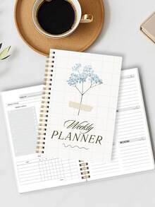 A5 Weekly Planner Notebook, 52-Week Spiral Weekly Daily Planner With Weekly Focus, Goal Setting, To-Do Lists, Habit Tracker & Notes Section, Work & Home, Office Supplies,Teacher Appreciation Gift Mother's Day - Beige - View 2