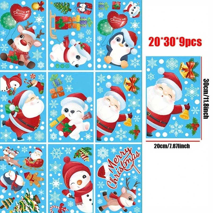 Christmas Wall Stickers Pack Cute Cartoon Aesthetic Vinyl Sticker Decals For Water Bottle, Laptop, Skateboard, Scrapbooking,