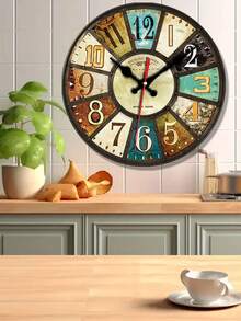 1 pièce Horloge murale silencieuse de style vintage de 10 pouces/12 pouces - Fonctionne sur pile, parfaite pour la décoration de la chambre, du salon, du bureau, de la cuisine et de la salle de bain