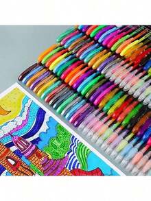 60/48 Pack Neon Color Gel Ink Rollerball Pens Set, 1.0mm Fine Point, Assorted Fluorescent Colors, Durable Plastic Material For Students And Journaling