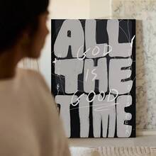 1 件带框帆布海报 - 现代基督教墙面装饰，带有“GOD. ALL. THE TIME. & GOOD. ALL. THE TIME. FAITH. ALL. THE TIME。” - 黑白简约圣经诗句艺术，米色/灰色/白色 - 垂直励志经文印刷品，适合家庭、教堂、办公室 - 可直接悬挂的包裹式帆布画框 - 卧室、客厅、厨房、餐厅的理想礼物 - 基于信仰的房间装饰 - 彩色 - 查看 2