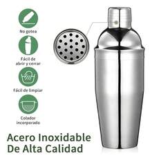 Set de coctelera, set deset de 6 piezas, coctelera Boston de acero inoxidable, conjunto de bartender, herramientas de bar, perfecto como regalo para el Día del Padre - Plateado - Ver 2