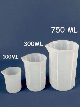 1pc/2pcs Silicone Measuring Cups, Epoxy Resin Mixing Cups, Jewelry Casting Molds, Acrylic Paint Pouring, Nonstick Reusable, Precise Scale For Resin DIY Craft Jewelry Making