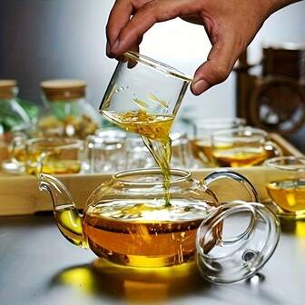 Tetera de vidrio con infusor, 34oz (1000mL) Hervidor de té de vidrio con infusor extraíble para té floreciente y de hoja suelta, Tetera de cuello de cisne para microondas y estufa, Caja de regalo para preparador de té.