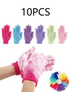 10/5/1pcs Exfoliating Shower Gloves, Scrub Mitt, Bathing Gloves, Double-Sided Exfoliating Gloves, Spa, Massage And Body Scrub, Body Scrub Bathing Accessories - Multicolor - View 14