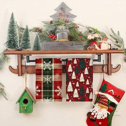 1pc Plaid Pattern Towel - Decorative Towel, Super Absorbent Microfiber, Machine Washable, Suitable For Holiday Decoration, Cooking, Baking, Housewarming Gifts And Cleaning Supplies, Ideal For Kitchen, Bathroom, Toilet