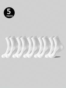 5 Pairs/10 Pairs/20 Pairs Men's Casual Crew Socks, White Socks, Winter Socks, Black Socks, Deodorizing, Athletic, Breathable, Sweat Absorbing, Fall