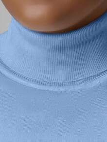 GRDR Herrtröja med långa ärmar och hög hals, vanlig axel, mångsidig för dagligt bruk, stickad pullover - Babyblå - Visa 7