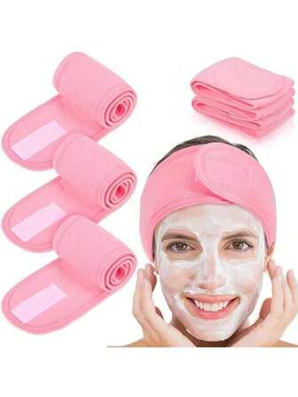 1 st/set justerbart elastiskt dusch-/ansiktspannband, halkfri design, vikbar elastisk struktur. Lämplig för smink, bad, yoga, skönhetsvård, sport och löpning. Absorberande och svetttransporterande. Pannband för kvinnor.