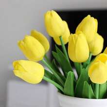 3/6/10/160 Pieces Of 13.77-Inch Artificial Tulip Simulation Flower Decoration Home Decoration Artificial Flower Living Room Bedroom Decoration Artificial Flower, Full Of Vitality And Realism, Realistic Artificial Tulip Bouquet - Suitable For Elegant Home And Office Decoration, Especially Suitable For Special Occasions And Gifts - Yellow - View 4