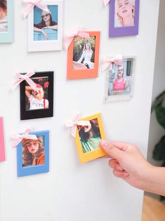 1/3/5 件彩色 3 英寸磁性相框、迷你即时相机 3 英寸冰箱贴、经典蝴蝶结设计相框，适用于办公室、家居、白板、橱柜、冰箱、多用途装饰、创意圣诞节和生日礼物