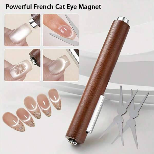 3Pcs/Set 4 In 1 Strong French Cat Eye Gel Nail Magnets, Multi-Function Nail Art Tools Magnetic Sticks For Supplies Nail Art Design DIY Decoration For Christmas & Halloween Women Beauty Gift