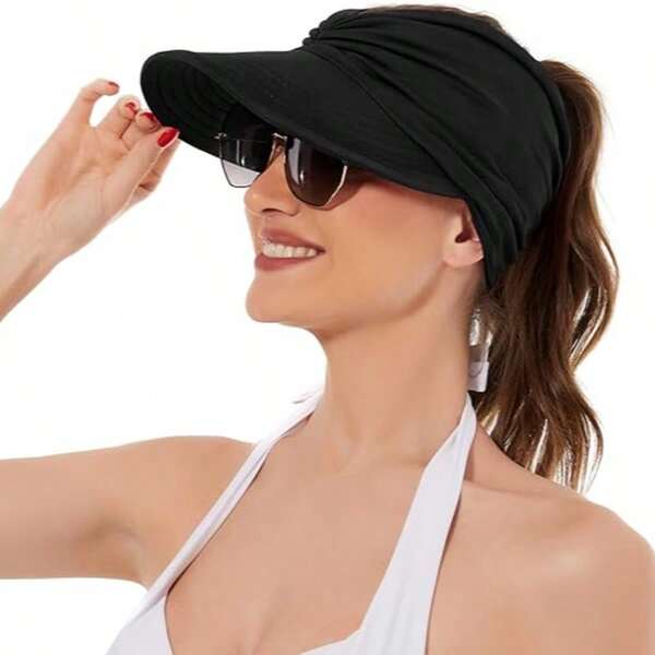 1pc Fashionable & Elegant Women's Summer Outdoor Sports Sun Hat, Foldable & Portable Beach Hat, Suitable For Swimming, Baseball, Tennis, Golf And Other Outdoor Sports, UV Protection