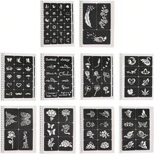 Plantillas de Tatuajes Temporales Reutilizables de PVC, 97 Diseños para Arte Corporal, Kit de Plantillas Huecas para Tatuajes de, Cosquillas, Halloween, Carnaval - 1 - Ver 1
