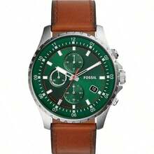 Fossil Đồng hồ nam Dillinger Series, mặt số xanh lá cây, dây da nâu, đồng hồ bấm giờ thạch anh kiểu cổ điển sang trọng với dây da thật, dạ quang và khả năng chống nước, quà tặng thương hiệu dành cho bạn trai/cha, kèm hộp chính hãng FS5734 - màu xanh lá - Xem 9