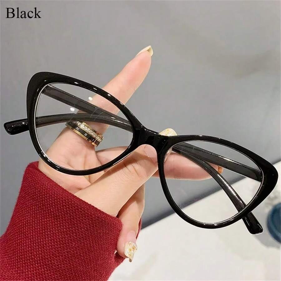 1pc Retro Cat Eye Glasses For Women - Timeless Retro Frame, Ideal For Reading, Computer Use & Decorative Accessory, Great For Everyday Wear | Back To School, Fall, Christmas - Black - View 1