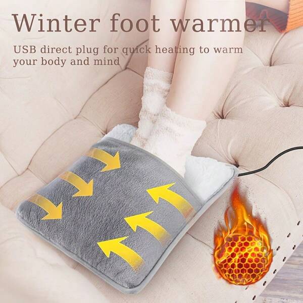 RAF Washable USB Foot Warmer Heating Pad Flannels Electric Foot Warmer Foot Warmer Home Thermal Slippers, Winter Warmth, Thermal, Plush Design, Snug Fit, Washable Fabric, Heating, Heated Slippers, Office Workers, Elderly Care