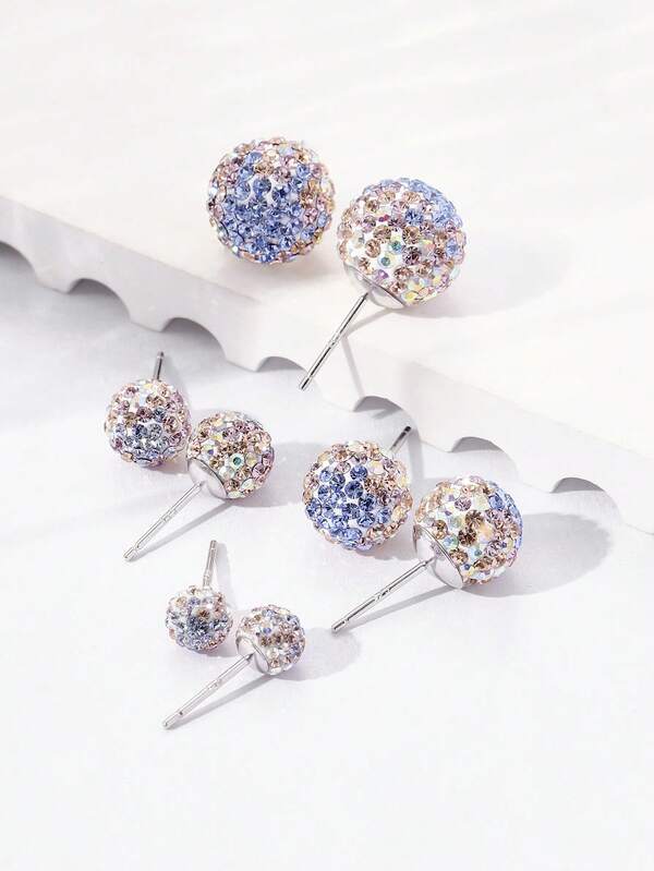 Orecchini a bottone in argento sterling 925 con cristalli scintillanti a forma di palla da discoteca, gioielli festivi, regali di Natale per le donne