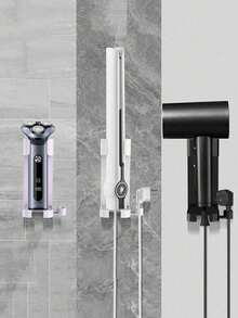 1pc Adhesive-Free Hair Curler Storage Rack,Straightener & Hair Dryer Organizer Shelf ,Beauty Tool Storage Rack, Wall Mount Hair Styling Tool Storage, Organizer Curling Iron Storage, Rack Bathroom Plug Wall Hanging, Plastic Hair Dryer Holder Hair Straighteners Combs Holder,Bathroom Accessories Bedroom Accessories