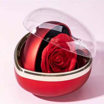 1pc Heart-Shaped Rose Jewelry Gift Box, Red & Pink Automatic Rotating Rose Heart-Shaped Jewelry Box, Birthday, Valentine's Day Gift, Create Romantic Moments, Holiday Gift