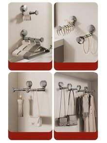 Regulowany wieszak na przyssawkę bez wiercenia, wieszak ścienny do domu i na balkon, teleskopowa konstrukcja z pokrętłem bezpieczeństwa, wielofunkcyjny wieszak, wieszak na ubrania montowany na ścianie, wieszak na suszarkę z przyssawką, wielofunkcyjny wieszak ścienny na balkon, przenośny, teleskopowy wieszak na ubrania, odpowiedni do domu i podróży