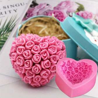 1/2 piezas Molde de silicona con forma de corazón para rosas de fondant, apto para hacer pudín casero, chocolate, dulces, jabón hecho a mano, velas de aromaterapia, yeso, arcilla polimérica, decoración de pasteles y suministros de repostería