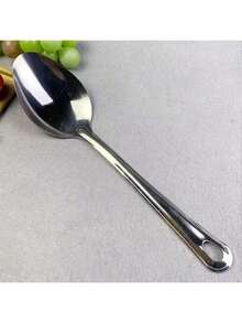 1pc/2pcs Stainless Steel Serving Spoon - Large Size, Ergonomic Metal Self-Serve Spoon, Suitable For Hotel, Cafeteria, Home Use And Outdoor Picnic, Elegant And Durable