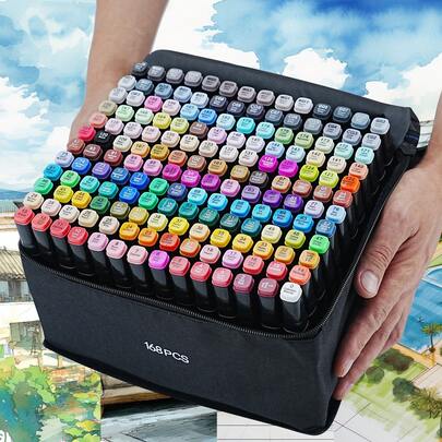 Double-Headed Color Markers, 12/24/30/36/40/48/60/80/100/120/168 Color Marker Set, Suitable For Adult Artists To Draw, Color, Sketch, And Draw.Christmas And Birthday Gift.