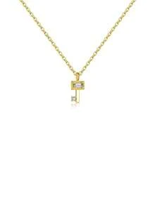 GAGAFEEL 1 pieza de collar de joyería de mujer con colgante cuadrado de circonita chapado en plata esterlina S925, regalo elegante