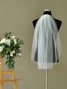 1 pièce Voile de mariée pur et transparent, longueur cheville, minimaliste et élégant - riz - Voir 12