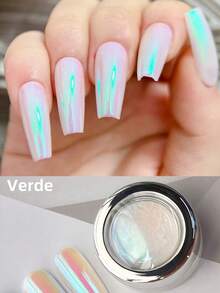 0.3g Mirror Shiny Nail Powder Jar, High Quality Gradient Metallic Nail Art Decoration, Suitable For Women, Music Festivals, Pride Events, Nail Accessories, Holiday Nail Art, Elegant Nail Design, Metallic Finish - 綠色 - 查看 5