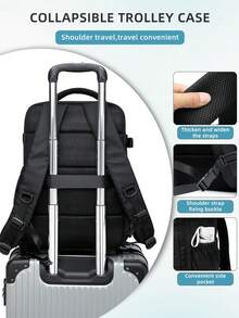 LONNKE Vacuum Compression Backpack - Airline Approved, Lightweight & Spacious, Multi-Functional Travel & Business Bag, With Adjustable Shoulder Straps, Water Bottle Pocket, Laptop Compartment, Nylon Lining, Luggage Strap, Washable, Travel Essential | Adjustable Strap Backpack | Zipper Closure, Travel Backpack - Multicolor - View 8