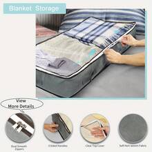 1pc Large Rectangular Under-Bed Storage Bag With Handles, Grey, Waterproof, Multi-Purpose Organizer Box For Bedroom Decor, Boxes, Cabinets, Outdoor Storage Racks, Christmas Decorations, Affordable Christmas Gift - Grey - View 5