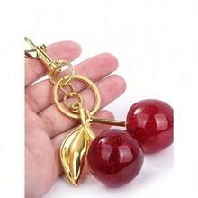 1pc Fashion Cherry Shaped Luxury Key Chain Keyring With Glitter Crystal Fruit Pendant For Women Valentine's Day Car Accessories Bag Charm School Fruit Cute Goth Y2k