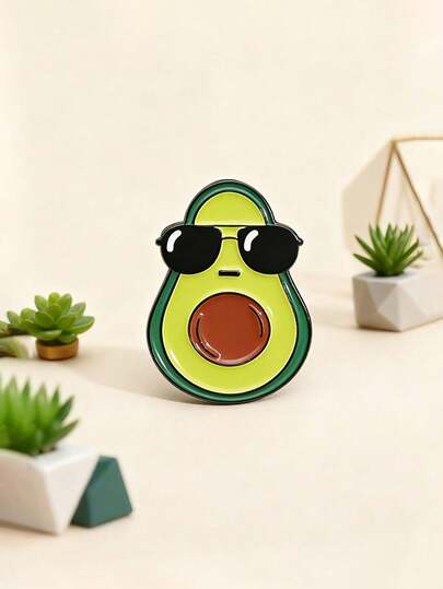 1pc Cartoon Fruit Cute Avocado Green Metal Brooch, Suitable For Men And Women Daily Wear, Great Gift For Friends