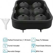 6-Grid Round, Skull-Shaped, And 4-Grid Rose-Shaped Ice Cube Balls. Large Ice Cube Maker Suitable For Whiskey Cocktails And Homemade Beverage Refrigeration Ice Molds - Black - View 6