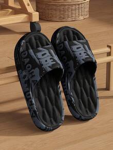 Dép nam cỡ rộng 48-49, họa tiết ngẫu nhiên, đế EVA mềm mại, dép đi biển, dép đi trong nhà/ngoài trời unisex. - màu đen - Xem 15
