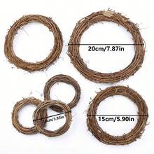 1pc Rustic Wood Grain DIY Rattan Wreath,Wreath Ring,Wreath Making Kit,Wreath Base,Wreaths To Decorate- Available In Five-Pointed Star, Heart, Moon & Ring Shapes, With Artificial Flower/ Vine Branch Options. Suitable For Ramadan, Christmas, Thanksgiving, Weddings, Birthdays & Home Wall Hanging Decorations (Includes Wooden Vine Hoop For DIY). - Multicolor - View 6