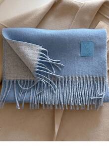 1pc Premium Simple Multi-Color Tassel Wool Blend Scarf, Warm & Versatile For Autumn/Winter, Unisex