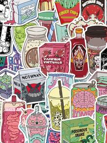 SCXXBSW 50 miếng dán Graffiti hoạt hình đồ ăn thây ma dùng trang trí sổ tay, cốc nước, sổ tay, hành lý - Nhiều màu - Xem 13