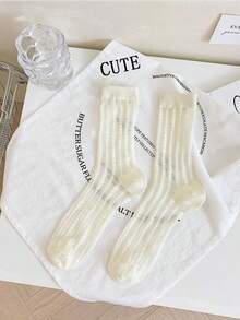 5 Colors And 5 Pairs Of Retro Transparent Socks, Summer Transparent Flower Ankle, Thin Mesh Lace Elastic Breathable And Moisture Wicking Jacquard Glass Stockings, Daily Casual Socks, Outdoor Stockings, Sandals Stockings.  Tie Dye    Funny    Spring/Fall - Nhiều màu - Xem 4