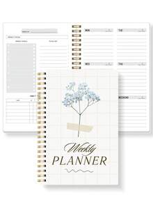 A5 Weekly Planner Notebook, 52-Week Spiral Weekly Daily Planner With Weekly Focus, Goal Setting, To-Do Lists, Habit Tracker & Notes Section, Work & Home, Office Supplies,Teacher Appreciation Gift Mother's Day - Beige - View 8