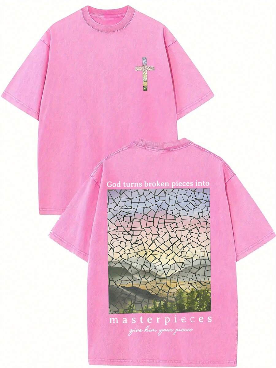 Women's T-Shirt 'Go Get Em' Tiger Shirt: Colorful Retro Striped Tiger Tee, Cool For Summer. Women's Casual Round Neck P - 粉色 - 查看 1