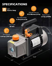 4CFM Vacuum Pump HVAC Refrigeration AC Manifold Gauge Set Leak Detector Bag