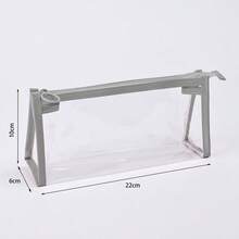 1pc PVC Transparent Triangle Pencil Case, Minimalist Back To School Student Large Capacity Zipper Storage Bag, Portable & Waterproof