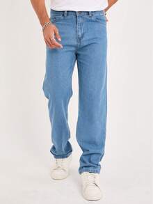 Men's Casual Everyday Slant Pocket Straight Leg Jeans - Aquarius Blue - View 3